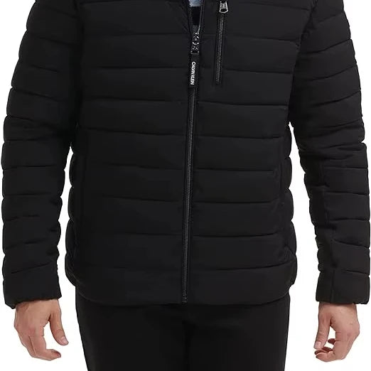 Men's High Quality Lightweight Water-Resistant O-Neck Hooded Puffer Jacket 4XL Size Option Thin Coat Manufacturing Canvas Fabric
