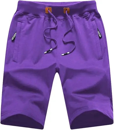 Men's Casual Solid Style Quick Dry Stretch & Lightweight Shorts with Anti-Wrinkle & Drawstring Zipper Pockets