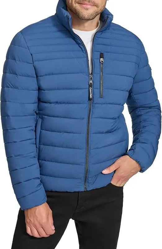 Men's High Quality Lightweight Water-Resistant O-Neck Hooded Puffer Jacket 4XL Size Option Thin Coat Manufacturing Canvas Fabric