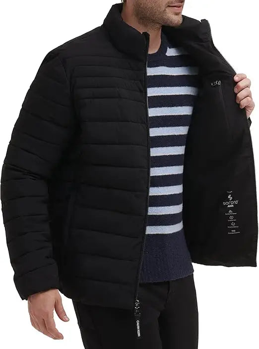 Men's High Quality Lightweight Water-Resistant O-Neck Hooded Puffer Jacket 4XL Size Option Thin Coat Manufacturing Canvas Fabric