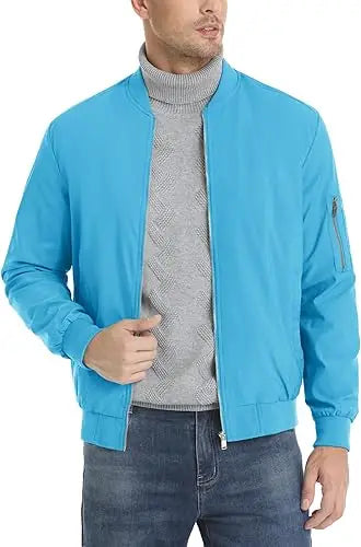 Men's Customizable Lightweight Canvas Windbreaker Jacket with Waterproof Zipper Closure 5 Pockets Windproof Zip-up Coats