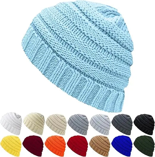 Unisex High Quality 100% Cotton Beanie Hat Soft Warm Cuffed Winter Hat with Custom OEM Logo Designer Plain Striped Acrylic Knit