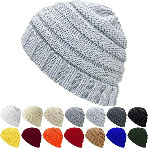 Unisex High Quality 100% Cotton Beanie Hat Soft Warm Cuffed Winter Hat with Custom OEM Logo Designer Plain Striped Acrylic Knit