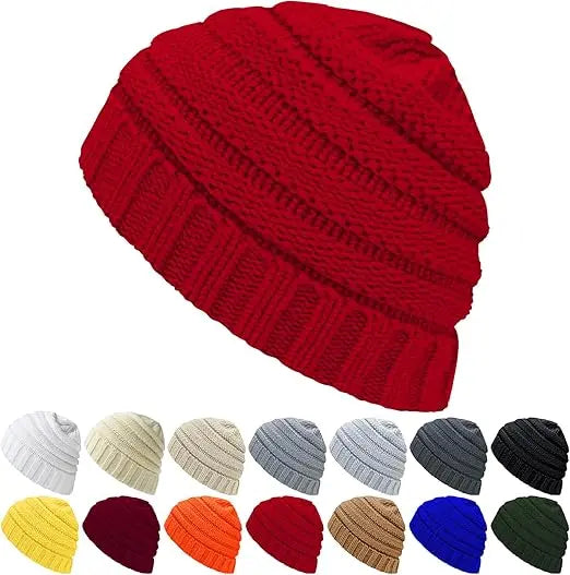 Unisex High Quality 100% Cotton Beanie Hat Soft Warm Cuffed Winter Hat with Custom OEM Logo Designer Plain Striped Acrylic Knit